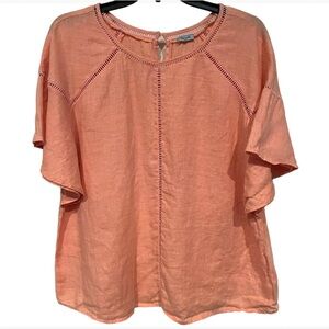 Symple boho flutter sleeve eyelet cutout blouse‎ Sz S